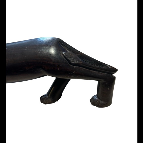 African Hand Carved Ebony Wood Sculpture of A Prowling Lion Folk Art - Picture 5 of 5